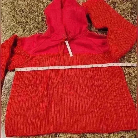 Women's ASOS Red Knit Sweat Hoodie LS Sz 0 - Picture 11 of 11